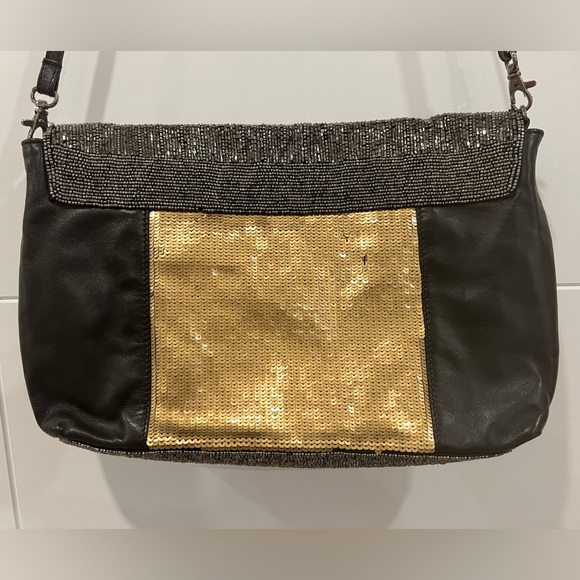 Zara - Black Leather and Gold Sequin Hand Bag - Picture 4 of 4